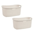 thumbnail image 5 of Mind Reader 40L Laundry Basket, Clothes Hamper, Lid, Wicker Design, Plastic, 23"L x 14.5"W x 11"H, Set of 2, Ivory, 5 of 8