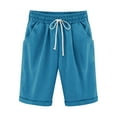 thumbnail image 4 of YUGYXL Bermuda Pants for Women Stretch Waist Drawstring Capris with Pockets Business Short Pants with Pockets Light Blue M, 4 of 4