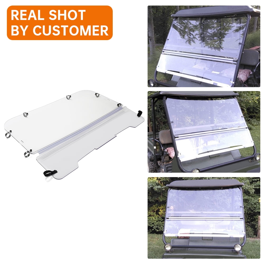 Kojem Folding Windscreen Front Clear Flip Windshield for All Years Kawasaki Mule 3000 3010