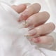 thumbnail image 1 of Uñas postizas HUOGUO, teñidas con halo, incrustaciones de diamantes rosados y dorados, 24 unidades, 1 of 2