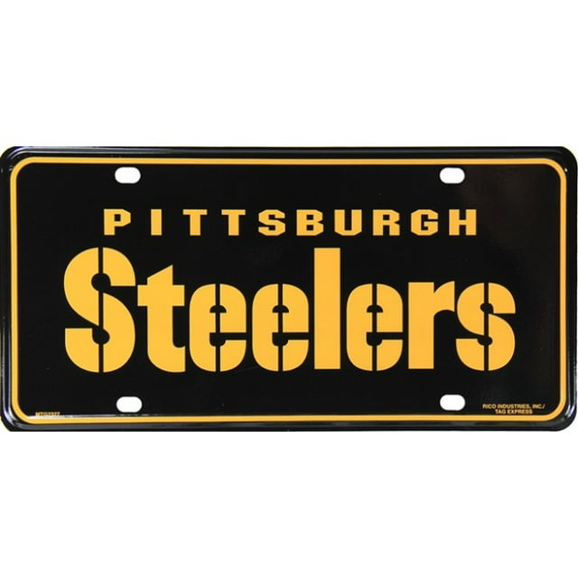 Plaque d'Immatriculation en Métal Noir Pittsburgh Steelers