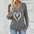 thumbnail image 4 of Ayolanni Gray Women's Sweatshirts Fall V Neck Valentine's Day Heart Light Weight Tunic Blouses Women's T-Shirts XL, 4 of 8