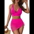 thumbnail image 1 of Conjunto de Bikini de Cintura Alta con Falda de Baño para Mujer, Color Rojo Rosa L, 1 of 6