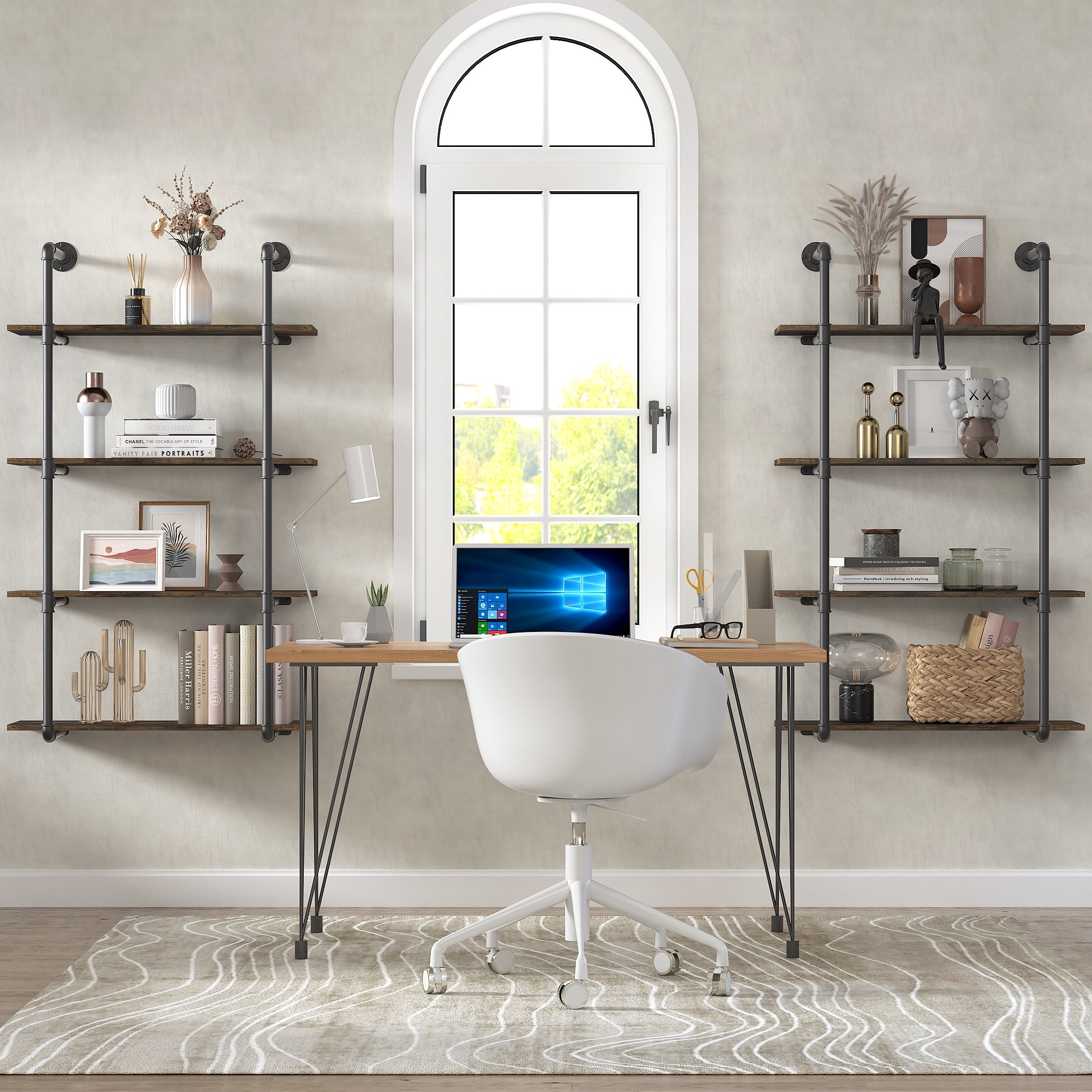 Tacoma iron pipe wall sale mount ladder bookcase