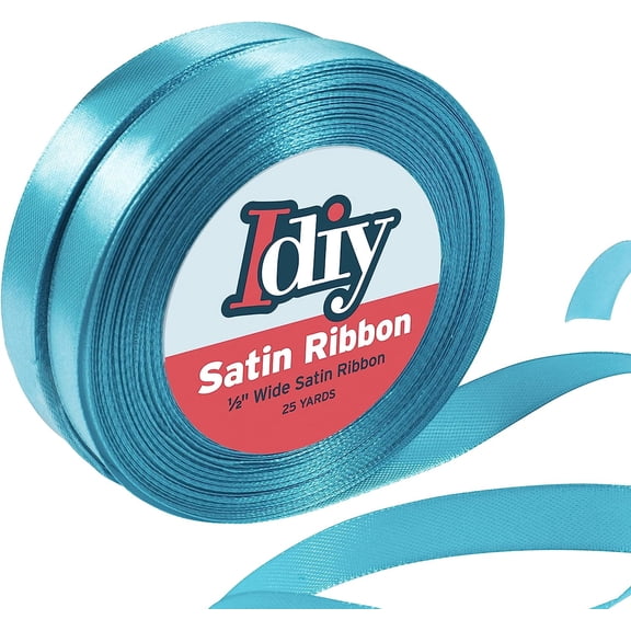 iDIY Satin Ribbon (1/2", 50 Yards) No Wire, DIY Arts & Crafts, Gift Wrapping Baskets, Wedding Decor, Sewing Projects, Party Decorative Embellishment, Hair Bows, Floral, Baby Showers, (Teal)