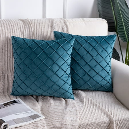 Lake Throw Pillows Phantoscope Soft Pleated Velvet Series Decorative Throw Pillow, 18