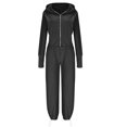 thumbnail image 5 of THDHVS Sweatsuits Women 2 Piece Outfit,Lounge Sets for Women,Women's Fashion Short Hooded Long Sleeve Wide with Trousers Hoodie Set Long Sleeve Hooded Set Black XL, 5 of 7