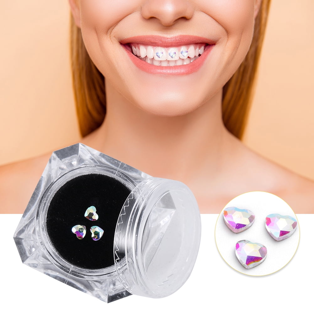 Kotyreds 3pcs/box tooth gems teeth jewelry kit DIY makeup for Party (Lake  Blue) 