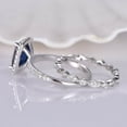 thumbnail image 4 of Blue Sapphire Ring Set Sapphire Engagement Ring Full Eternity Diamond Matching Ring 6x8mm Cushion Cut Lab-created Main Stone, 4 of 5