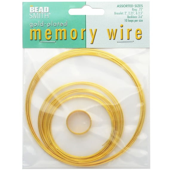 The Beadsmith Assorted Memory Wire Variety Pack - Gold Plated - 10 Loops Per Size
