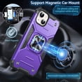 thumbnail image 5 of Designed for iPhone 14 Case, Military Grade Protective Phone Case Cover with Enhanced Metal Ring Kickstand [Support Magnet Mount] Compatible with iPhone 14 6.1, Purple, 5 of 5