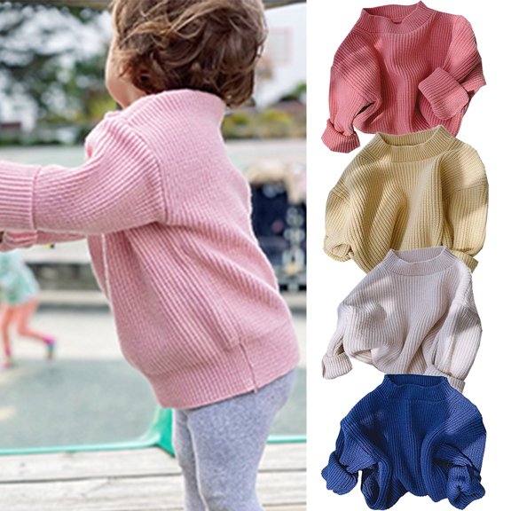 GYRATEDREAM 6M-6T Baby Unisex Fall Winter Crewneck Pullover Sweater Solid Color Knit Tops
