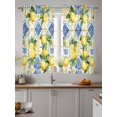 thumbnail image 2 of Botanical Lemon Curtains 45 Inch Length, Sheer Curtains for Bedroom Living Room Window Spring Countryside Floral Blue Tile Rod Pocket Voile Drapes Kitchen Curtains Small Half Window 42"x45" 2 Panels, 2 of 6