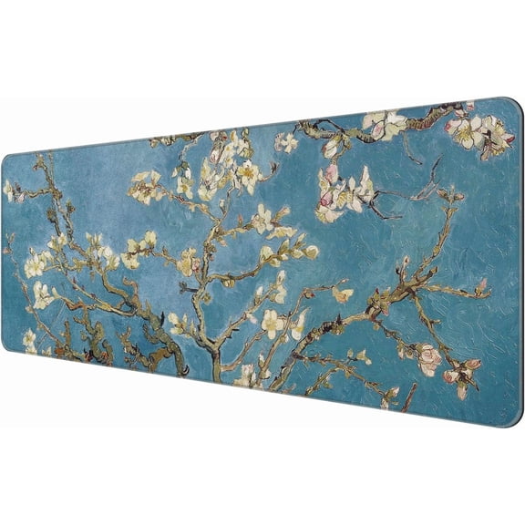 Thin Extended Gaming Mouse Pad (31.5 * 11.8 * 0.08 inch) with Stitched Edges Large Mousepad Long XXL Keyboard and Mouse pad Desk Mat for Gaming Office & Home - Almond Blossom