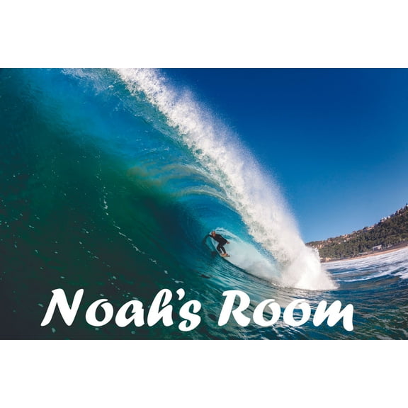 Man Surfing on Waves Beach Sea Image Customized Wall Decal - Custom Vinyl Wall Art - Personalized Name - Baby Girls Boys Kids Bedroom Wall Decal Room Decor Wall Stickers Decoration Size (12x20 inch)