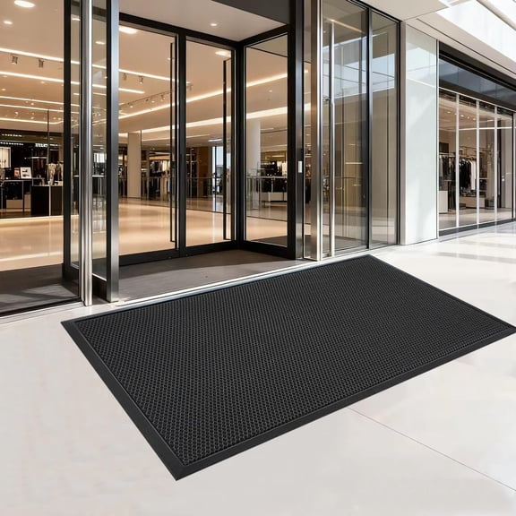 3' X 4' Front Door Mat Outside Entrance, Commercial Floor Rubber Entrance Mat, Non-Slip Dirt Trapper Mud Mat for Entryway, TPE Heavy Duty Sturdy High Elastic Mats for Indoor Outdoor