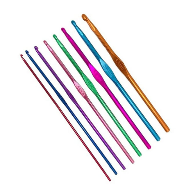 LNGOOR 5sets 8Pcs Multicolor Aluminum Crochet Hooks Knitting Needles Craft Yarn 2-5.5mm(5sets)