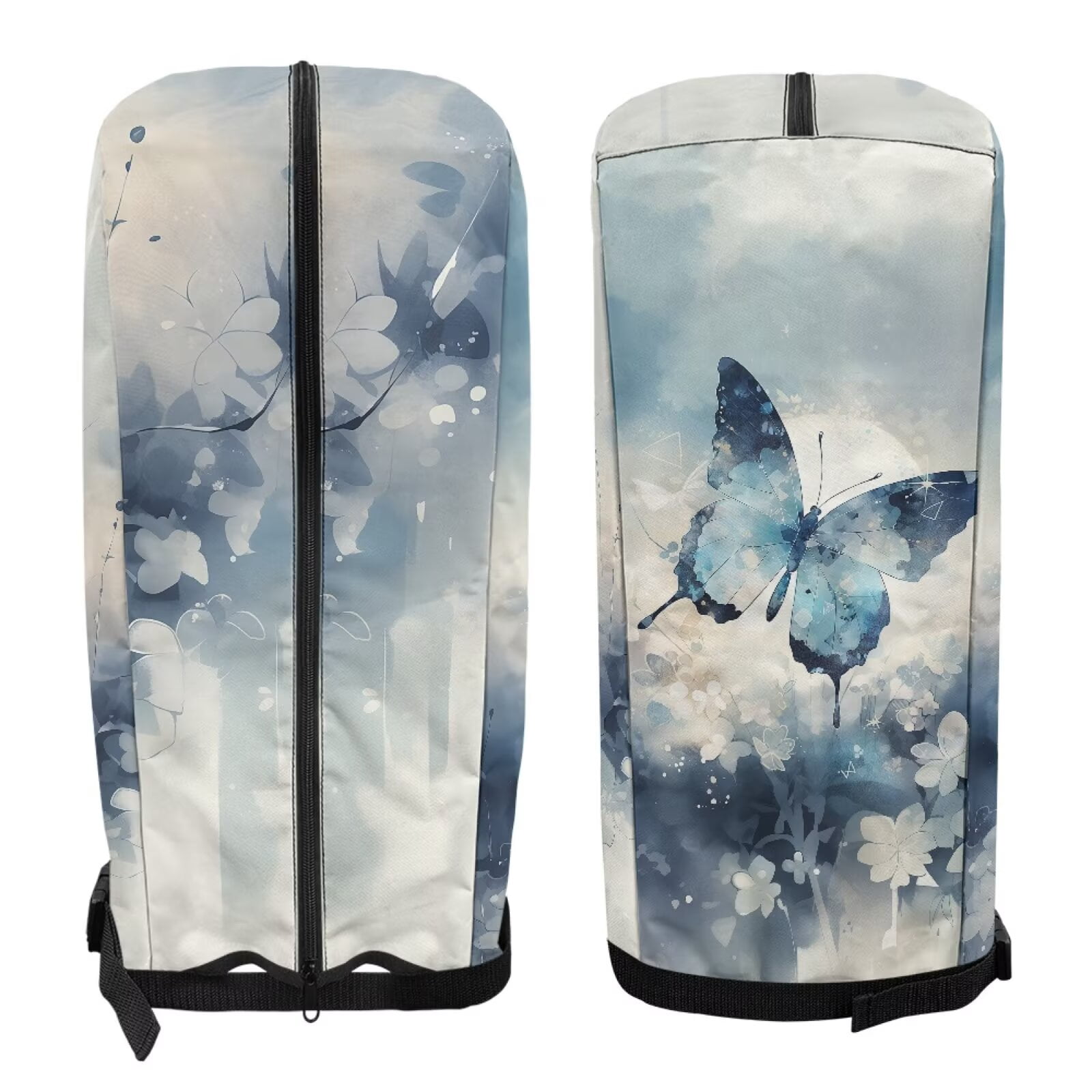Chririnla Butterfly Golf Bag Cover Rain Hood 1260D Waterproof and Dust Cover Blue Floral Golf Club Rain Hood Foldable Removable Golf Gear UV Resistant Hoods fits Staff Bags