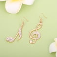 thumbnail image 5 of Gold Dainty Music Note Asymmetrical Dangle Hook Earrings for Women Crystal CZ G Clef Musical Drop Fake Huggie Hoops Earring, 5 of 5