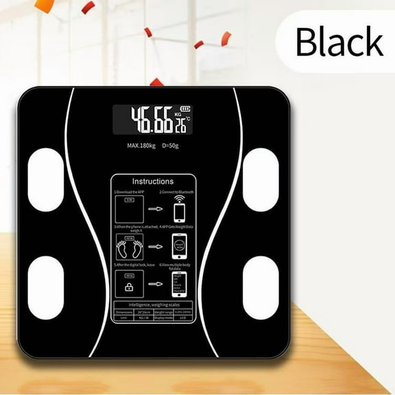 Digital Body Fat Scale Connected to Mobile Displays BMI Body Fat Muscle Mass with Wireless Connectivity, Black