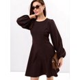 thumbnail image 4 of Women's Puff Sleeve Work Dresses Spring Long High Waist Line Short Dress for Casual Business Brown XL, 4 of 7