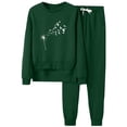 thumbnail image 1 of 2DXuixsh Ensemble Décontracté pour Femmes avec Imprimé Pissenlit Papillon Col Rond Manches Longues Pantalon Long pour Automne Hiver Vert Taille P, 1 of 4
