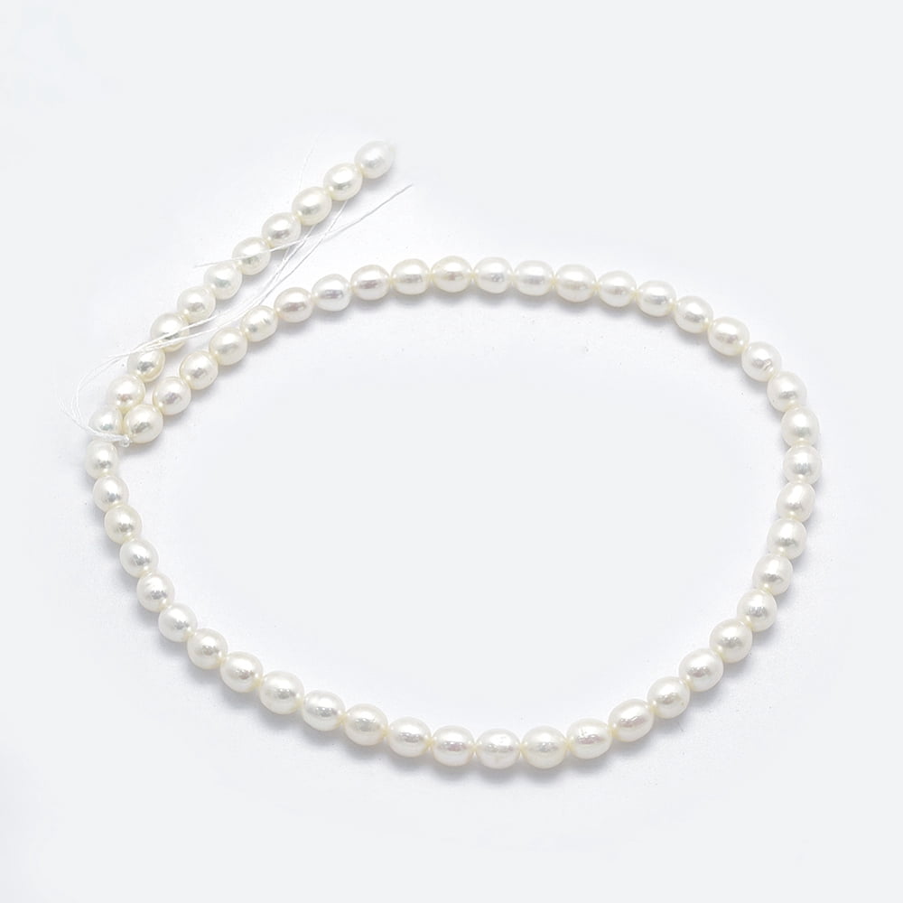 2strands Cultured Freshwater Pearl Beads Strands Oval Floral White 6.5~7x5.5~6mm Hole: 0.8mm about 44pcs/strand 14.17 inch(36cm)