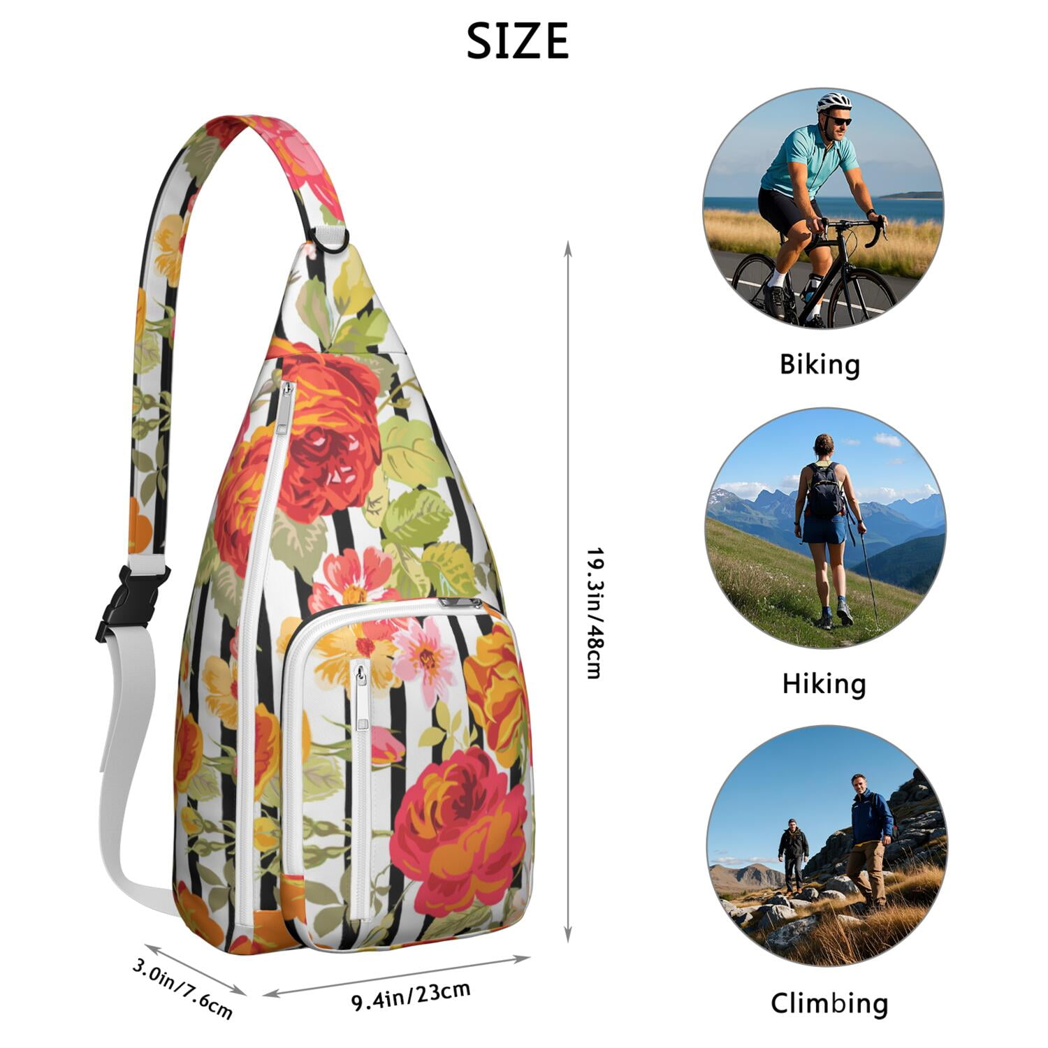 Durable Breathable Sling Bag with Daisy Pattern for Tactical Use