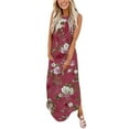 thumbnail image 1 of Robes Midi pour Femmes Design d'Été Robe Décontractée Sans Manches Col Suspendu Col en V Robe Longue Robes d'Église pour Femmes 2023 Élégante en Liquidation, 1 of 5