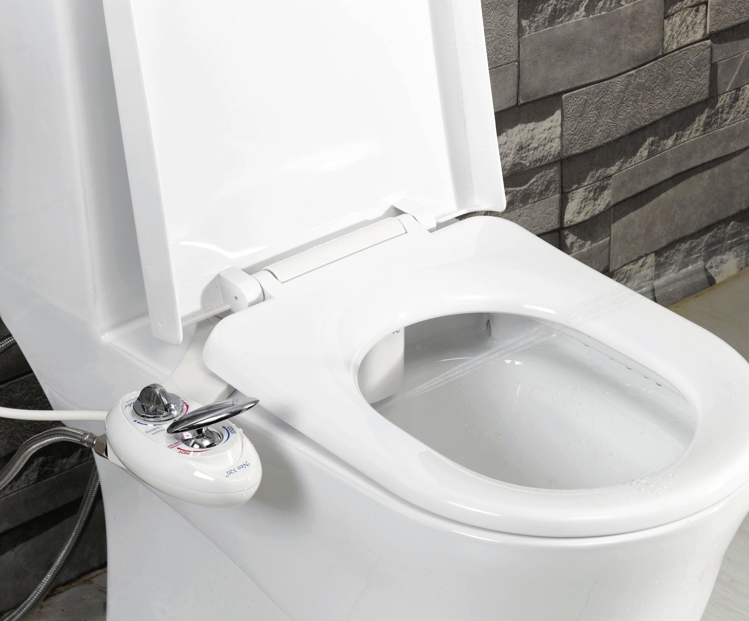 LUXE Bidet NEO 320 - Hot and Cold Water Bidet Attachment, Self-Cleaning, Rear and Feminine Wash White