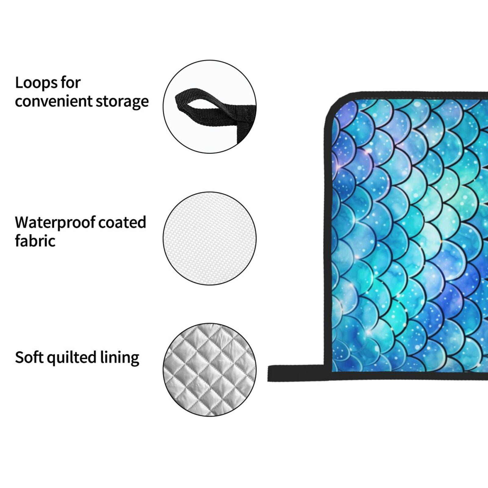 Mermaid Scales Fish Scale Blue 4Pcs Oven Mitts and Pot Holders Sets Oven Kitchen Gloves Hot Pads for Cooking BBQ Baking Grilling