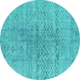 thumbnail image 1 of Ahgly Company Machine Washable Indoor Round Abstract Turquoise Blue Contemporary Area Rugs, 3' Round, 1 of 4