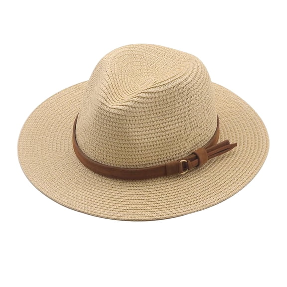 Bohemia Wide Hat Panama Adjustable Straw Hats for Holiday Beige Beige 2