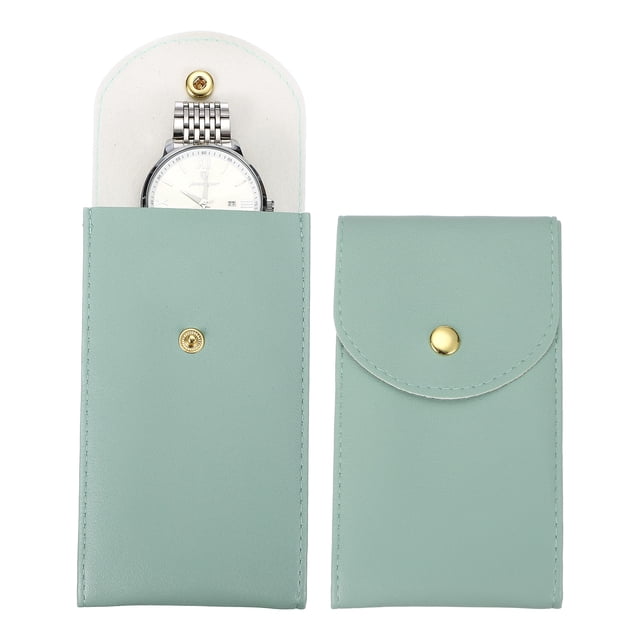 Uxcell 2 Pcs Bolsa de Reloj de Cuero, Estuche de Viaje Portátil de 5.1 x 2.8 Pulgadas para Hombres y Mujeres