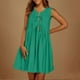 thumbnail image 4 of mfyjkho Vestidos para mujer, Vestido plisado informal sin mangas con cuello redondo y cordones para mujer Vestidos maxi para mujer s, 4 of 9