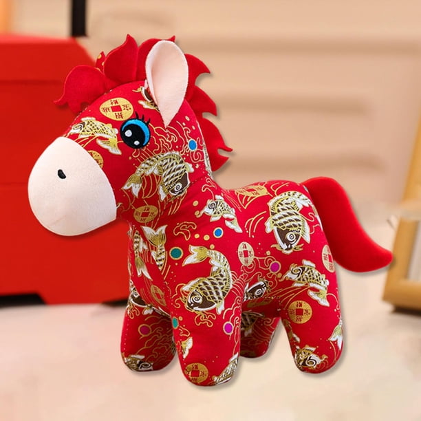 Muñeco de peluche de caballo, figura de peluche, suministros para año Nuevo chino, estatua de animal, escultura para hotel, festivales, sala de estar Estilo B 15 cm