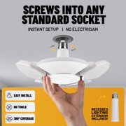 Bell + Howell Hex Bulb E26 LED Ultra Bright 6 Panel Light Bulb, Socket Light, Adjustable Shop Light Ceiling Light, No Wiring Needed, 60 Watts