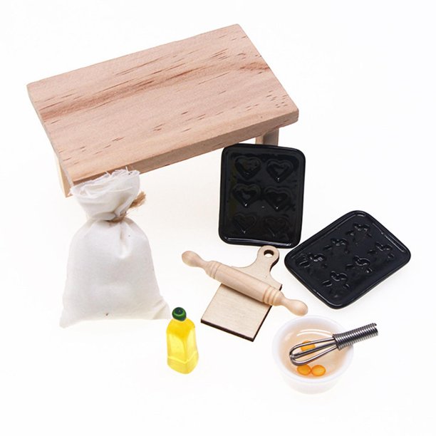 Mini Juego de Hornear para , Accesorios de Cocina para Hacer Pan, Modelo de Comida, Decoración de Juego de Imitación para Modelo DIY Pa Macarena Muebles para hornear de casa de muñecas