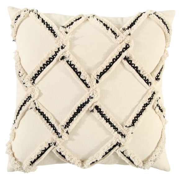 Rizzy Home Diamond 18" x 18" Cotton Duck Pillow Cover in Natural