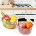 thumbnail image 4 of Paquete de 2 coladores para cocina, colador de acero inoxidable 18/8 con asas, colador de malla fina para pasta, arroz y frutas, tamiz con patas de apoyo para colar, enjuagar, cocinar al vapor o, 4 of 7
