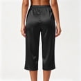 thumbnail image 5 of Hxshgdsn Womens Satin Cropped Wide Leg Pants Elastic Waist Casual Capri Trousers for Summer Home Relax Daily Casual Outings（Black/2XL）, 5 of 6
