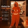 thumbnail image 5 of Frostluinai Halloween Pumpkin Jack-O'-Lantern Hooded Cozy Onesie Adult Long Sleeve Full-Body Wearable Blanket Pajamas Loungewear, 5 of 7