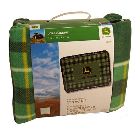 John Deere Green Plaid No-Sew Fleece Throw Kit - Walmart.com