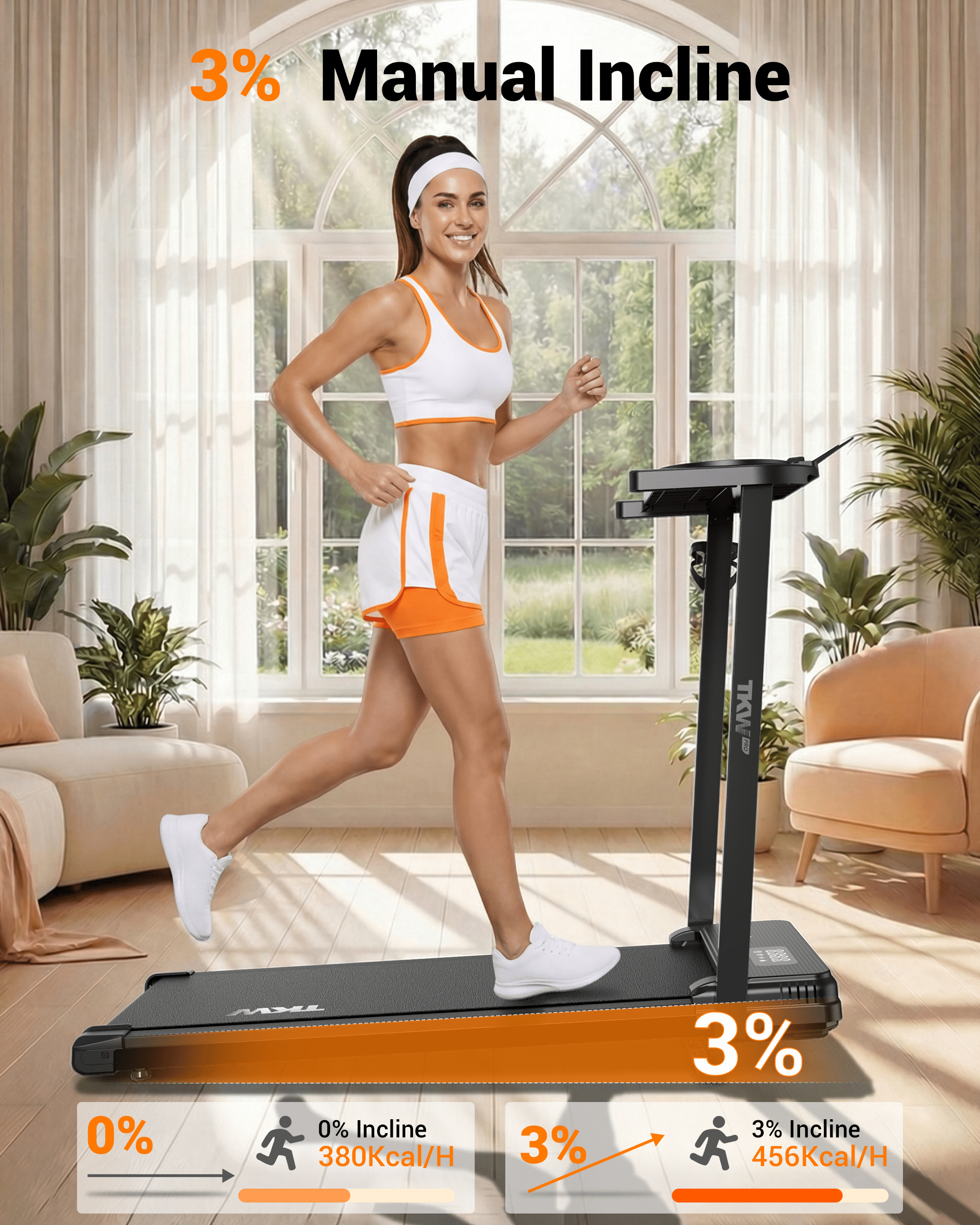 TKW Walking Pad Treadmill with Incline, 3 in 1 Under Desk Walking Pad, 2.5HP Quiet Motor, 200lbs Capacity Portable walk pad with Handle Bar for Home Office, walkingpad treadmill, Black