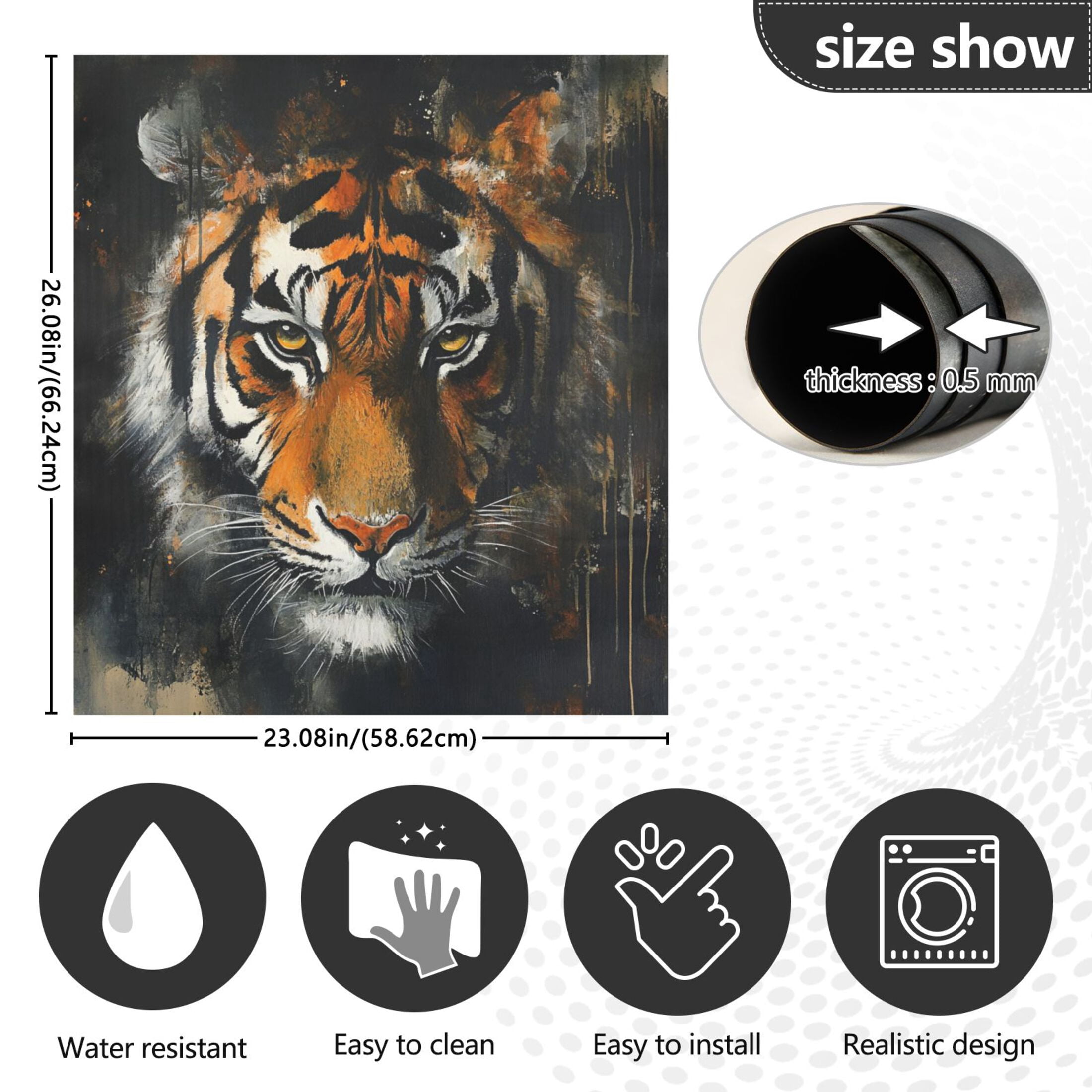 Dishwasher Magnetic Sticker 23x26 Inch Refrigerator Magnetic Sticker Washing Machine Magnetic Sticker Kitchen Panel Magnetic Sticker Home Decor Yellow Pretty Tiger Pattern