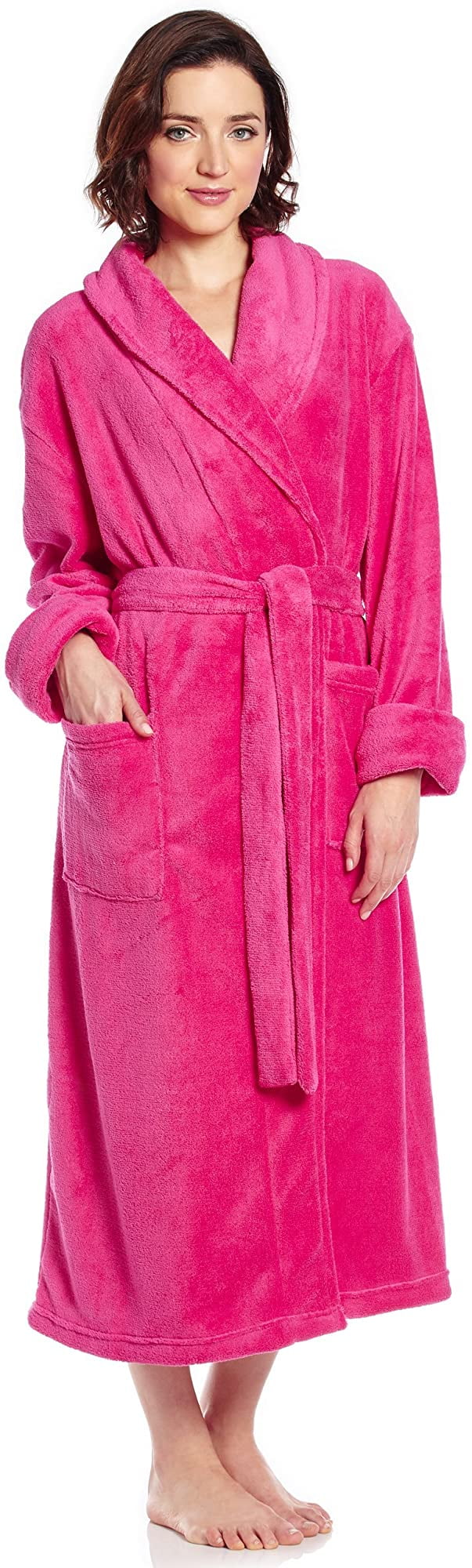 Leveret Womens Robe Soft Micro Fleece Plush Shawl Collar Bathrobe Robe ...