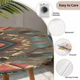 thumbnail image 3 of Vintage Southwest Round Tablecloth for 36-44 Inch Tables, Fitted Table Cover with Elastic Edge, Ethnic Modern Geometric Waterproof Outdoor Table Cloth Protector for Patio Garden Dinner Picnic, 3 of 9