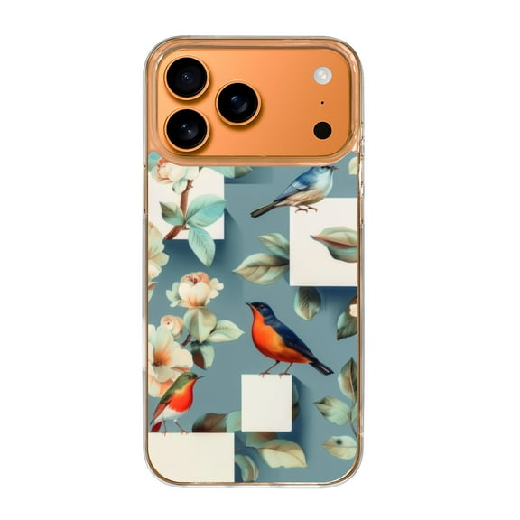 Case For Apple iPhone Air / 17 Pro / 17 Pro Max Series Case, Slim Thin Transparent Flexible Clear TPU Shockproof Phone Case For iPhone 17 Series, Vintage Flowers Birds (3)