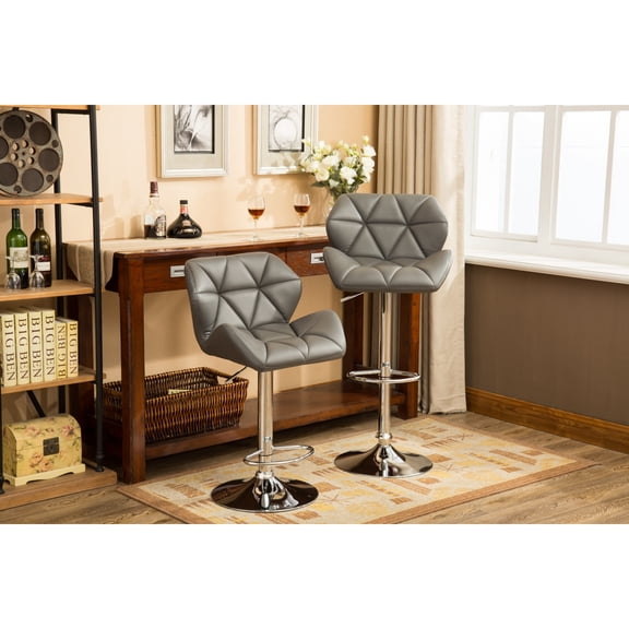 Glasgow Contemporary Tufted Adjustable Height Hydraulic Stools, Set Of 2, Grey
