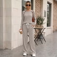 thumbnail image 3 of SUNBS Two Piece Sets Womens Lounge Sets Fall Wide Leg Pants with Pocket Matching Sets Crew Neck Top Casual Pajamas Sets Clothes, 3 of 8